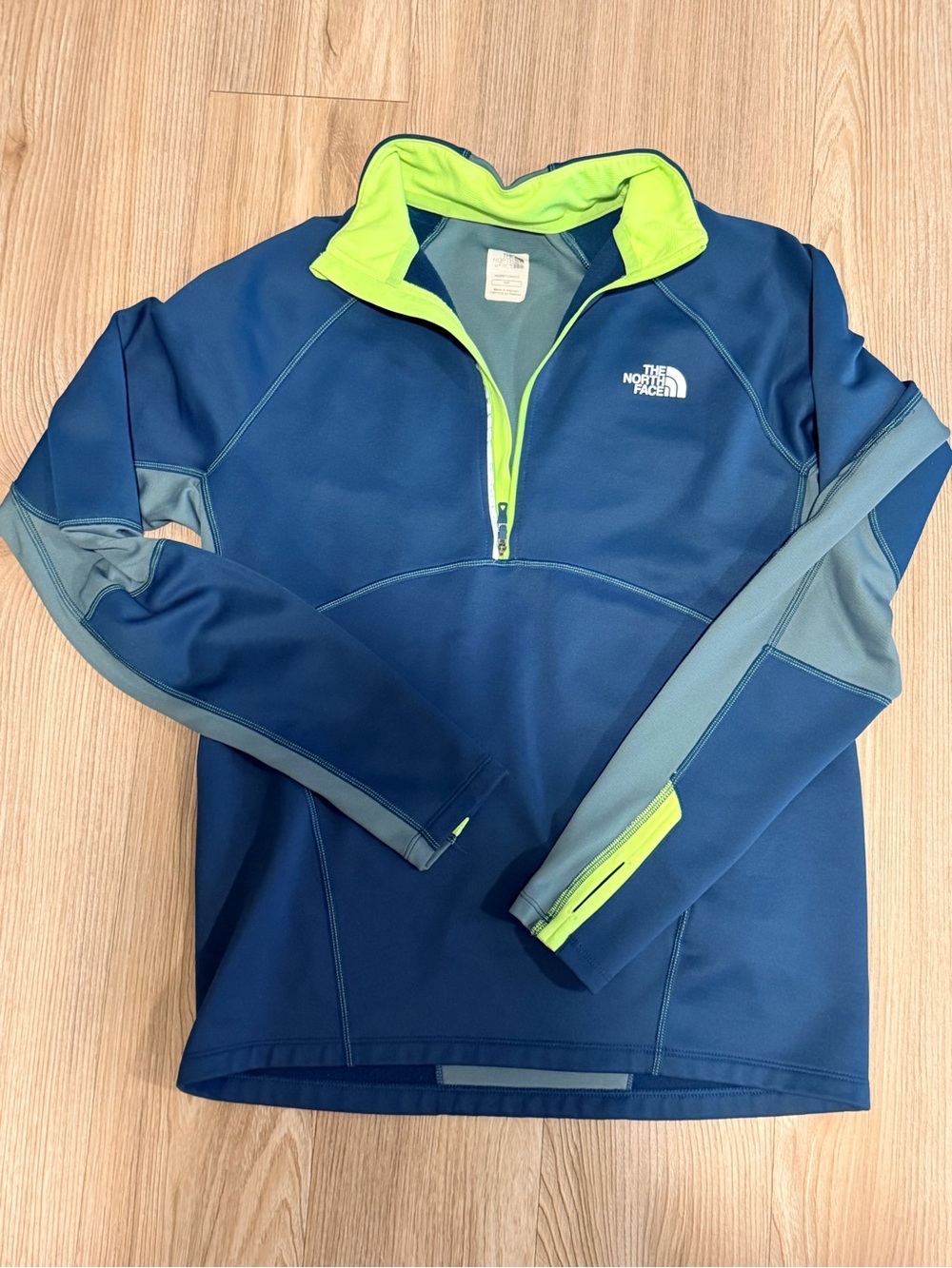 The North Face Blue Pullover with Lime Accents